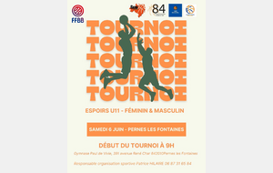 TOURNOI ESPOIRS U11 MASCULINS ET FEMININES DU 6 JUIN 2026